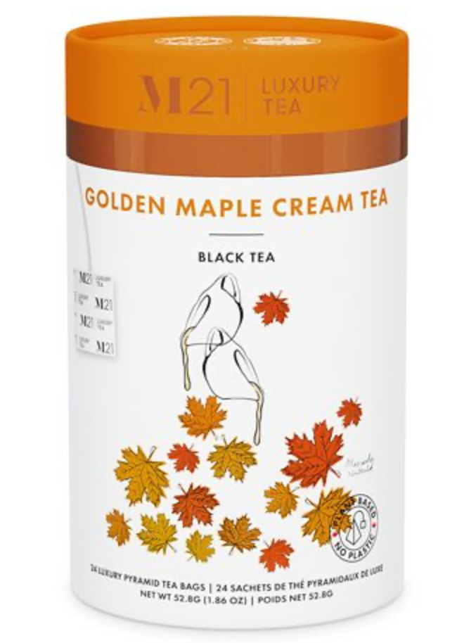 Golden Maple Cream Decorative Pyramid Tea Bags