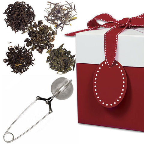 Chinese Tea Sampler with Mesh Pincer Spoon in a Gift Box